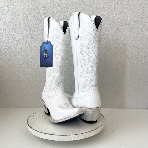 Lane MEGAN MORONEY Smokeshow Womens Cowboy Boots 8.5 White Western Cowgirl Tall - Picture 1 of 16